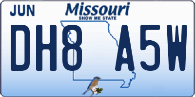 MO license plate DH8A5W