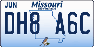 MO license plate DH8A6C