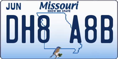 MO license plate DH8A8B