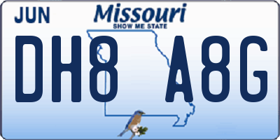 MO license plate DH8A8G