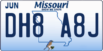 MO license plate DH8A8J