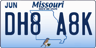 MO license plate DH8A8K