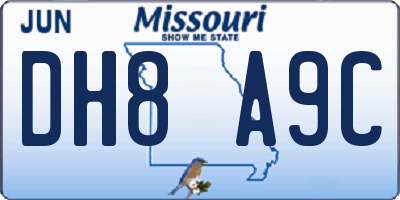 MO license plate DH8A9C