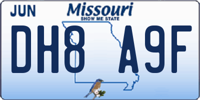 MO license plate DH8A9F
