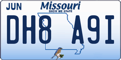 MO license plate DH8A9I