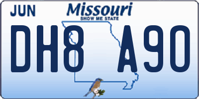 MO license plate DH8A9O