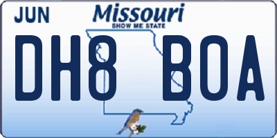 MO license plate DH8B0A