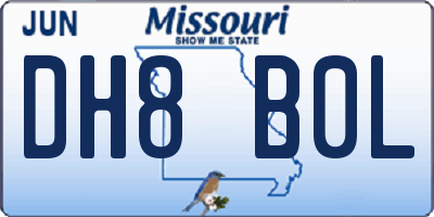 MO license plate DH8B0L