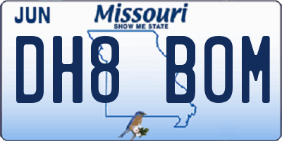 MO license plate DH8B0M