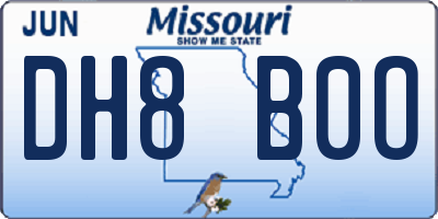 MO license plate DH8B0O