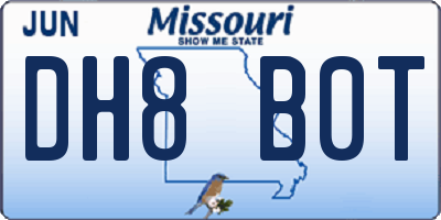 MO license plate DH8B0T