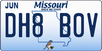 MO license plate DH8B0V
