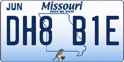 MO license plate DH8B1E