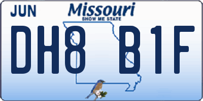 MO license plate DH8B1F