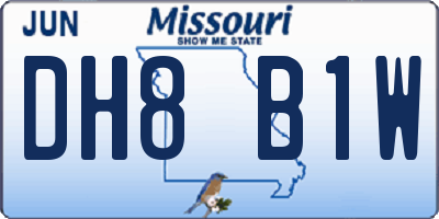 MO license plate DH8B1W