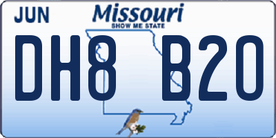 MO license plate DH8B2O