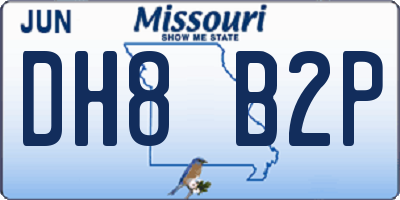 MO license plate DH8B2P