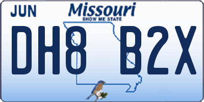 MO license plate DH8B2X