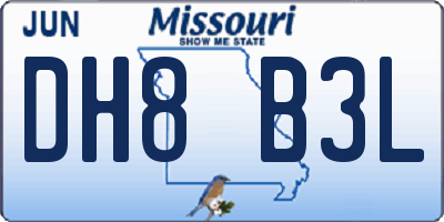 MO license plate DH8B3L