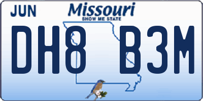 MO license plate DH8B3M