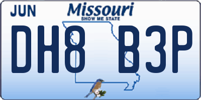 MO license plate DH8B3P