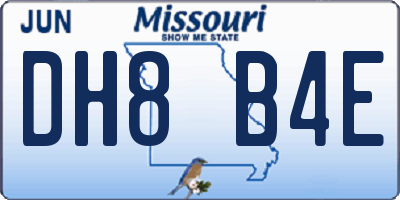 MO license plate DH8B4E