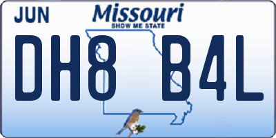 MO license plate DH8B4L