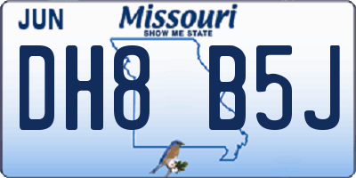MO license plate DH8B5J