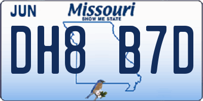 MO license plate DH8B7D
