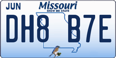 MO license plate DH8B7E