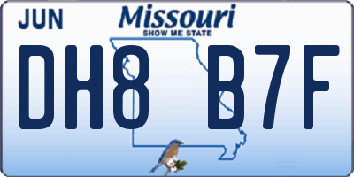 MO license plate DH8B7F