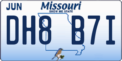 MO license plate DH8B7I