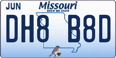 MO license plate DH8B8D