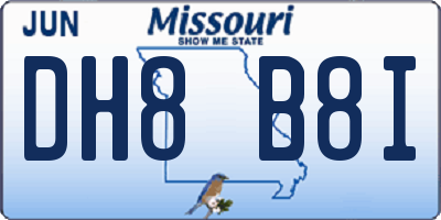 MO license plate DH8B8I