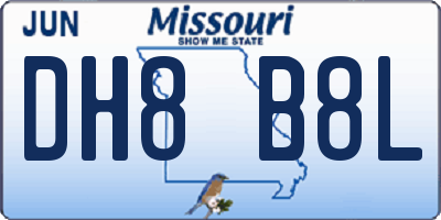 MO license plate DH8B8L