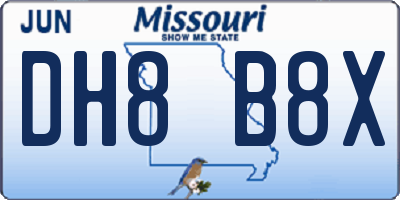 MO license plate DH8B8X