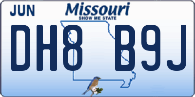 MO license plate DH8B9J