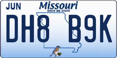 MO license plate DH8B9K
