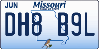 MO license plate DH8B9L