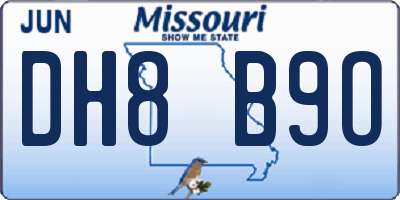 MO license plate DH8B9O