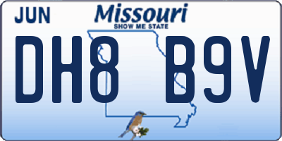 MO license plate DH8B9V