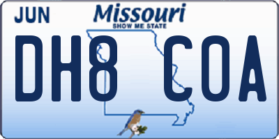 MO license plate DH8C0A