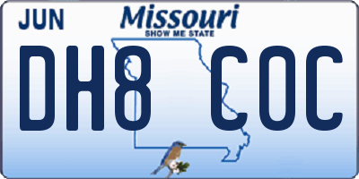MO license plate DH8C0C