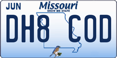 MO license plate DH8C0D