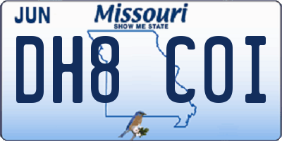 MO license plate DH8C0I