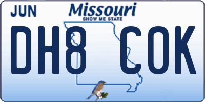 MO license plate DH8C0K