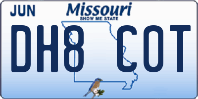 MO license plate DH8C0T