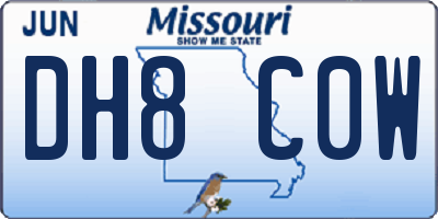 MO license plate DH8C0W