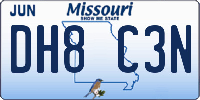 MO license plate DH8C3N