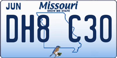 MO license plate DH8C3O